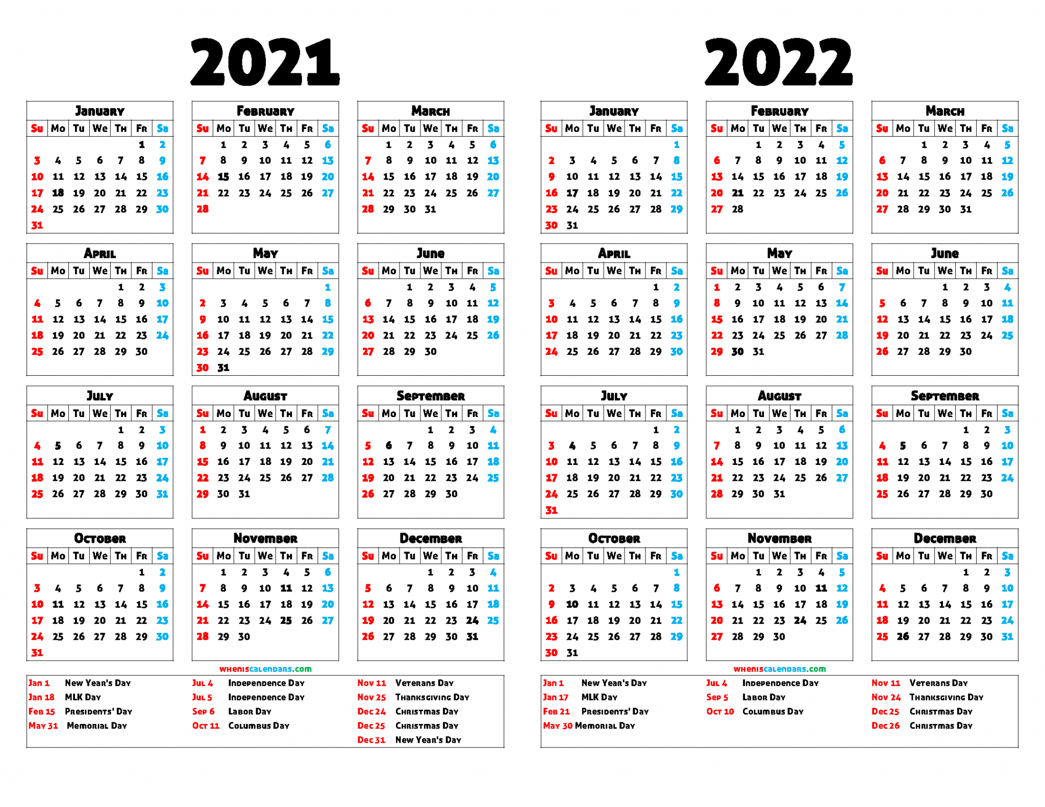 Free Two Year Calendar 2021 And 2022 Printable-Printable 2 Year Calendar 2021 And 2022