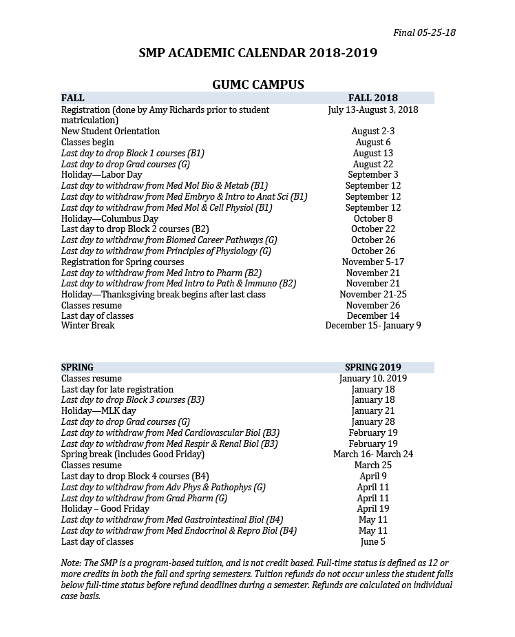 Georgetown University Calendar January-2021 And 2022 School Calendar Qatar