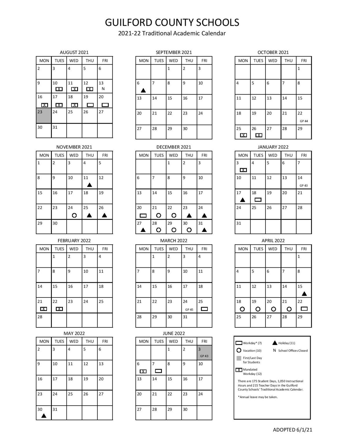 Guilford County School Calendar 2021-2022 In Pdf-2021 And 2022 School Calendar Pdf