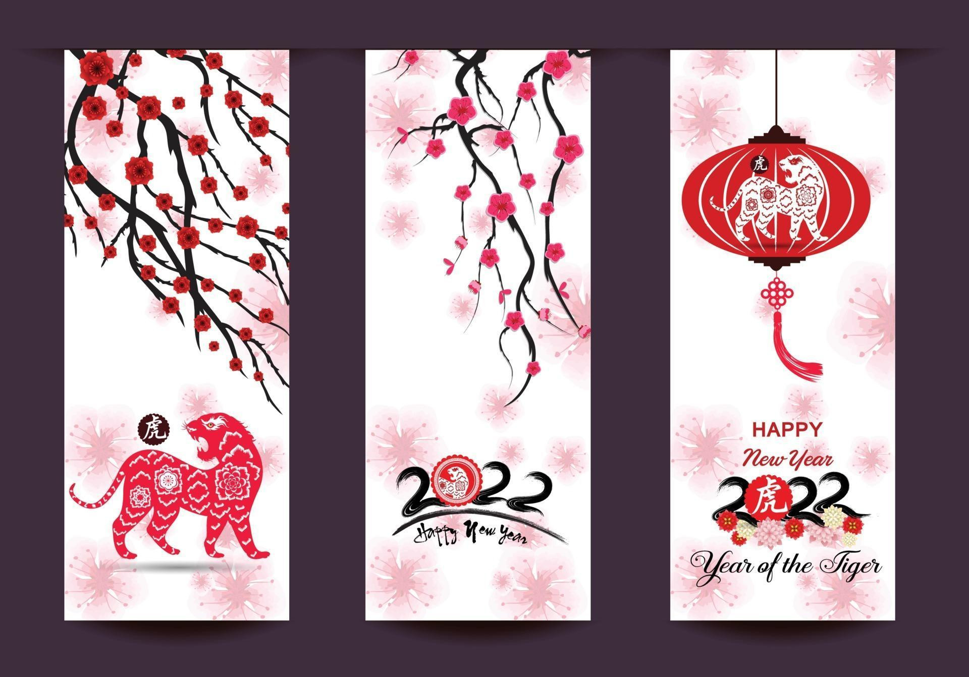 Happy Chinese New Year 2022 - Year Of The Tiger. Lunar New Year Banner-Calendar 2022 Chinese New Year