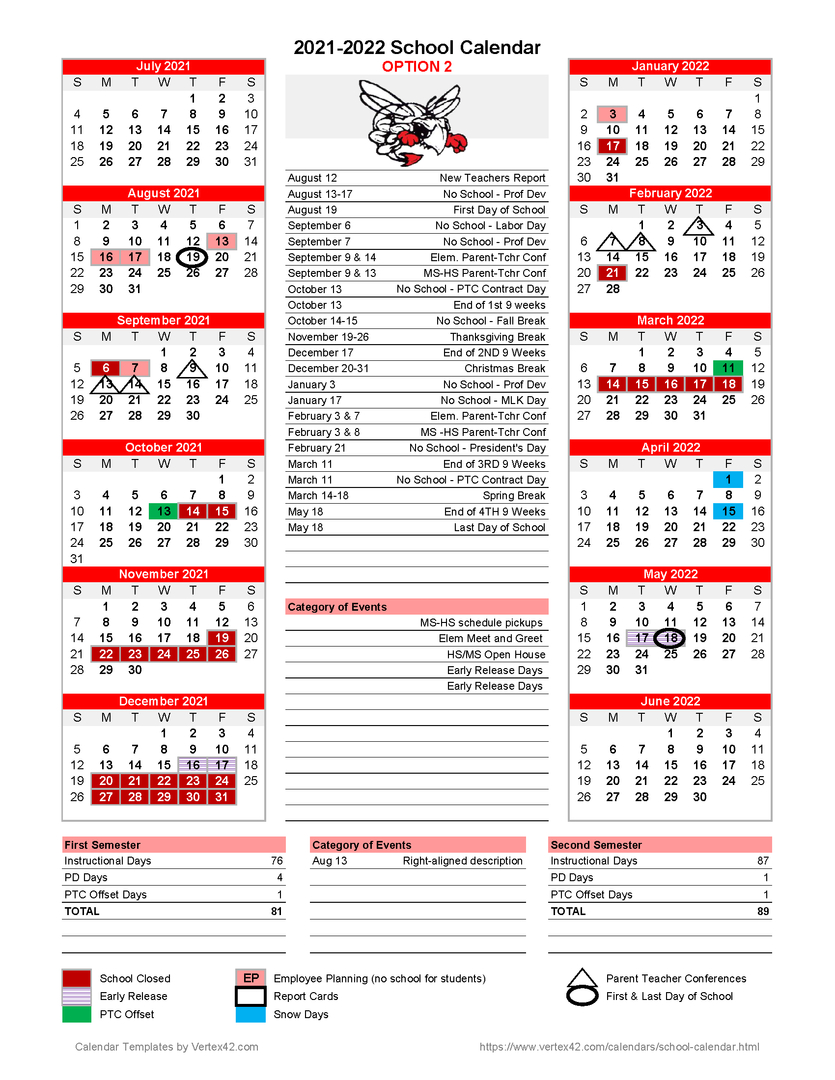 Hilldale Public Schools - 2021-2022 School Calendar-2021 And 2022 School Calendar Free Printable