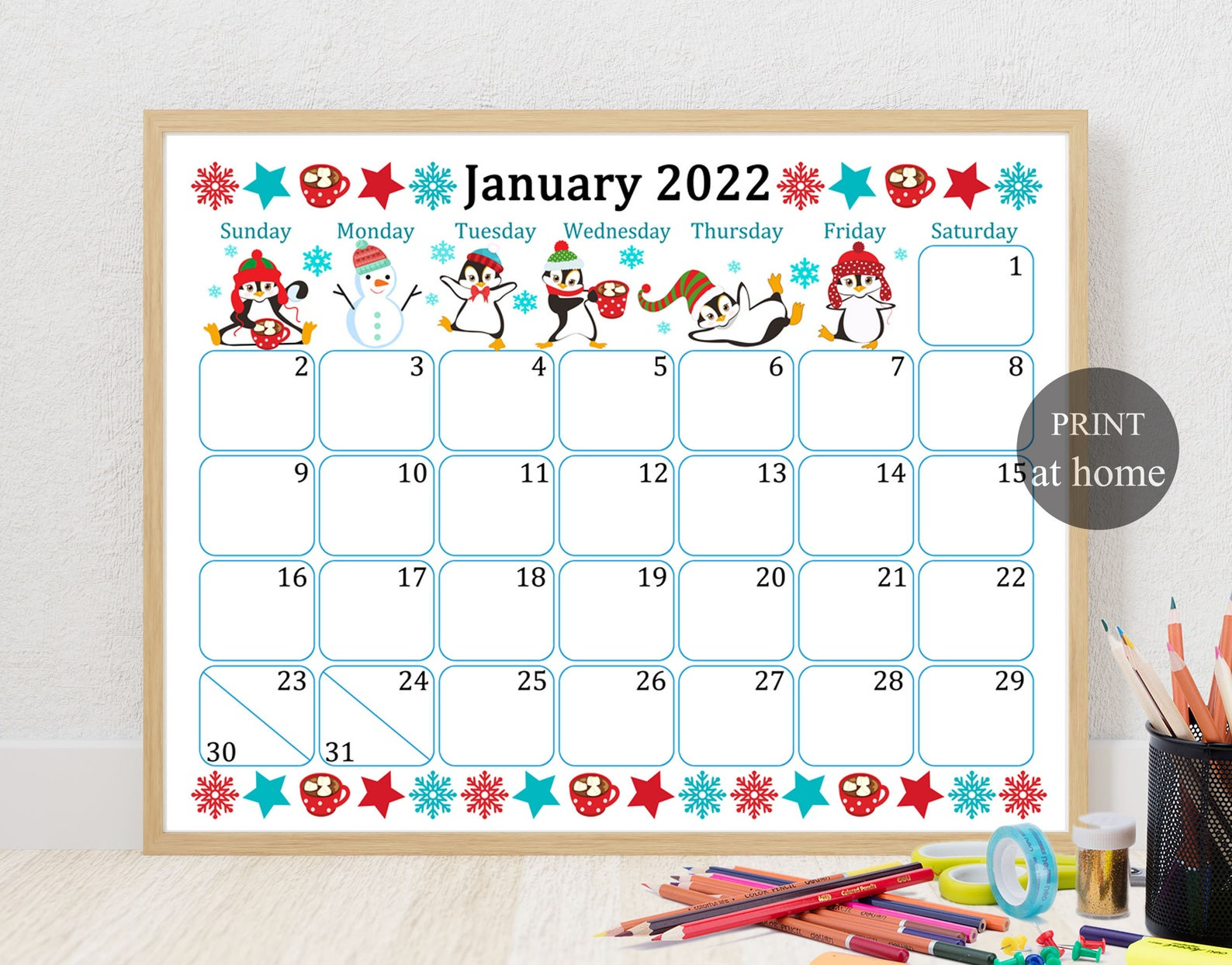 January 2022 Calendar Digital Download Monthly Calendar For | Etsy-Printable Monthly Calendar For 2022