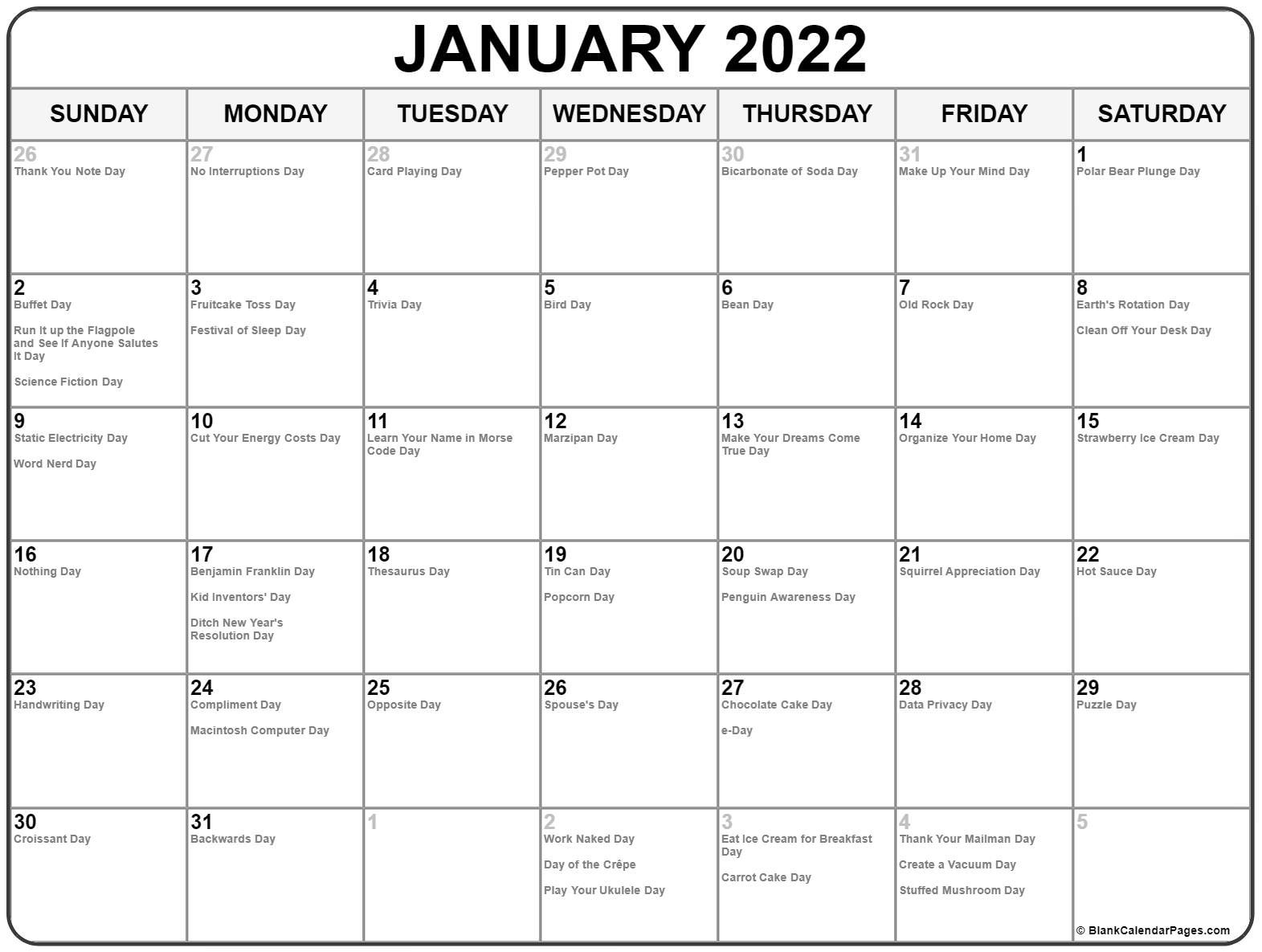 January 2022 With Holidays Calendar-Time And Date Calendar Canada 2022