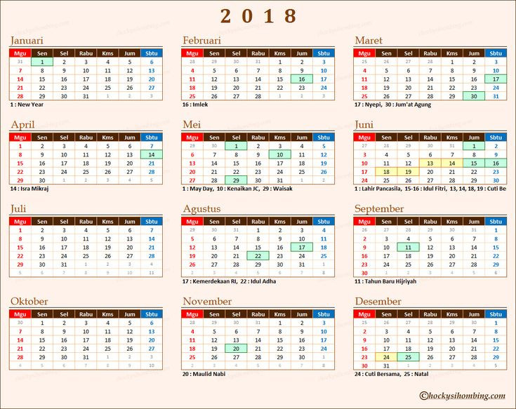 Kalender 2018 Indonesia Dan Libur Nasional | Chocky Sihombing | Kalender, Indonesia, Liburan-Custom Calendar 2022 Hari Ini