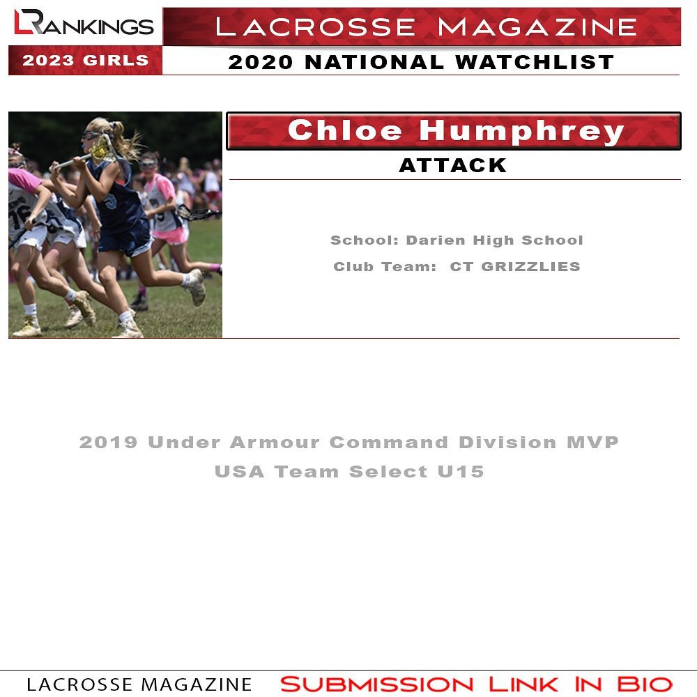 Lacrosse Magazine Featured Player - 2023 Chloe Humphrey - Ct Grizzlies-Darien Ct School Calendar 2022