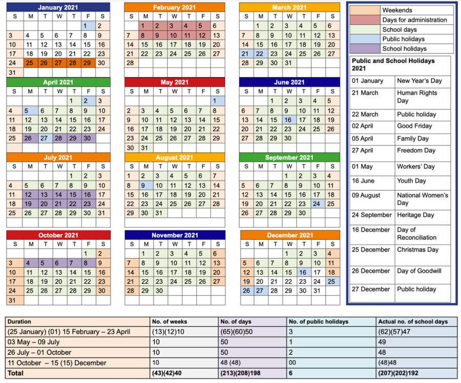 Latest Amended School Calendar For 2021 For South African Learners-How To Make A 2021 Calendar