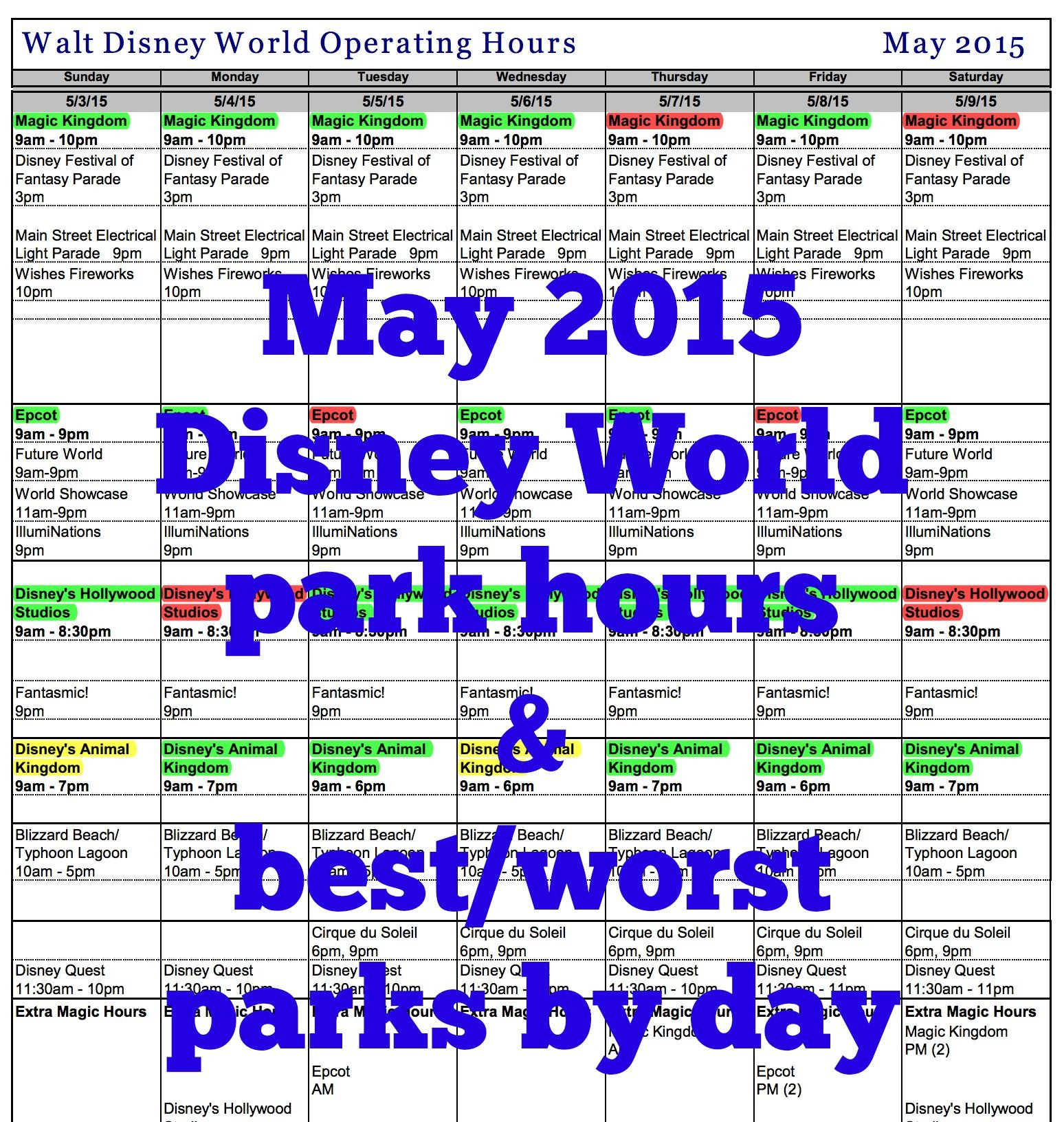 May 2022 At Disney World (Crowd Calendar, Weather, Choosing Parks-Disney Park Crowd Calendar 2022