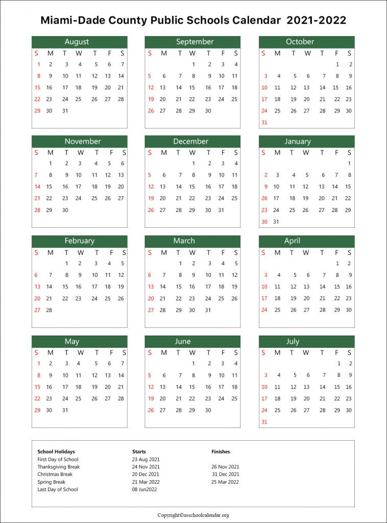 Miami Dade School Calendar With Holidays 2021-2022-School Calendar 2022 Miami Dade