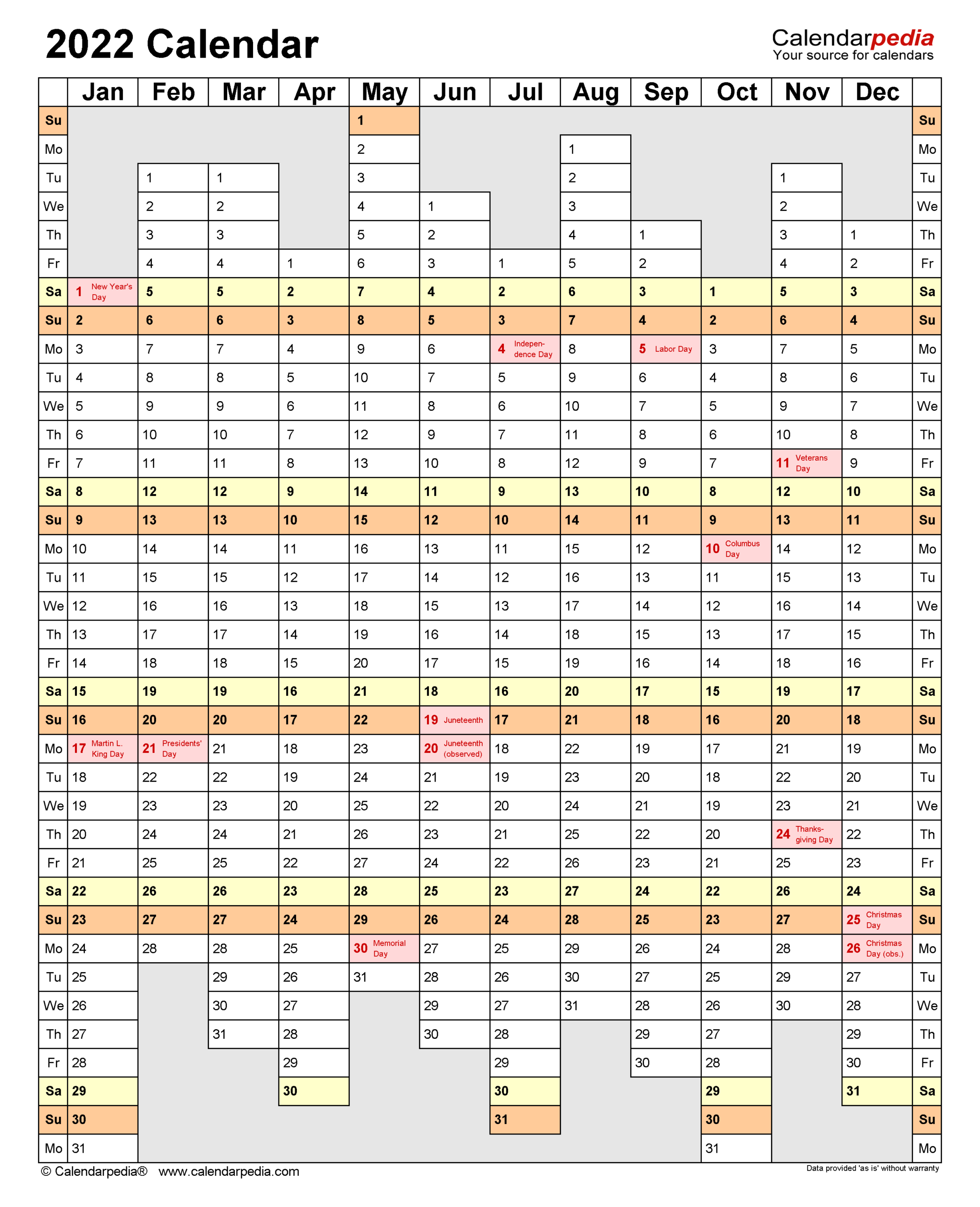 Monthly 2022 Printable Calendar One Page - Yearly Printable Calendar-2022 Printable Calendar One Page