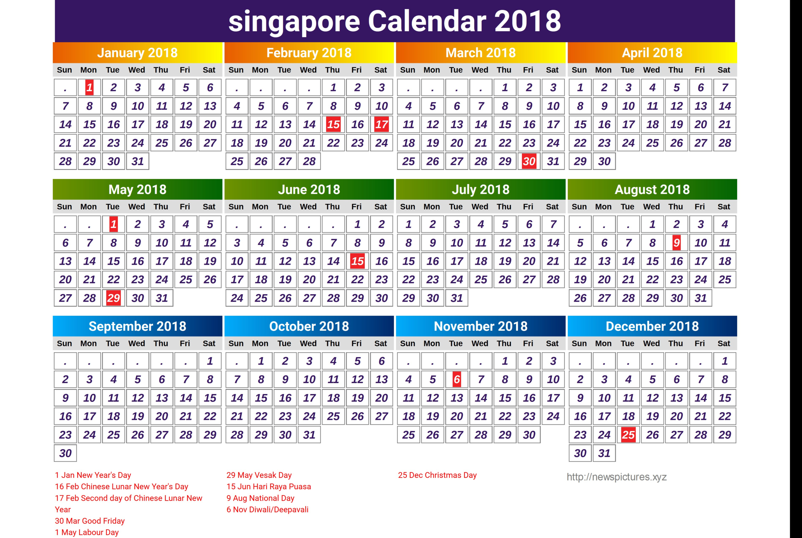 November 2018 Calendar Malaysia - Feel Free To Download / Print Tds.-Singapore Calendar 2022 With Public Holidays