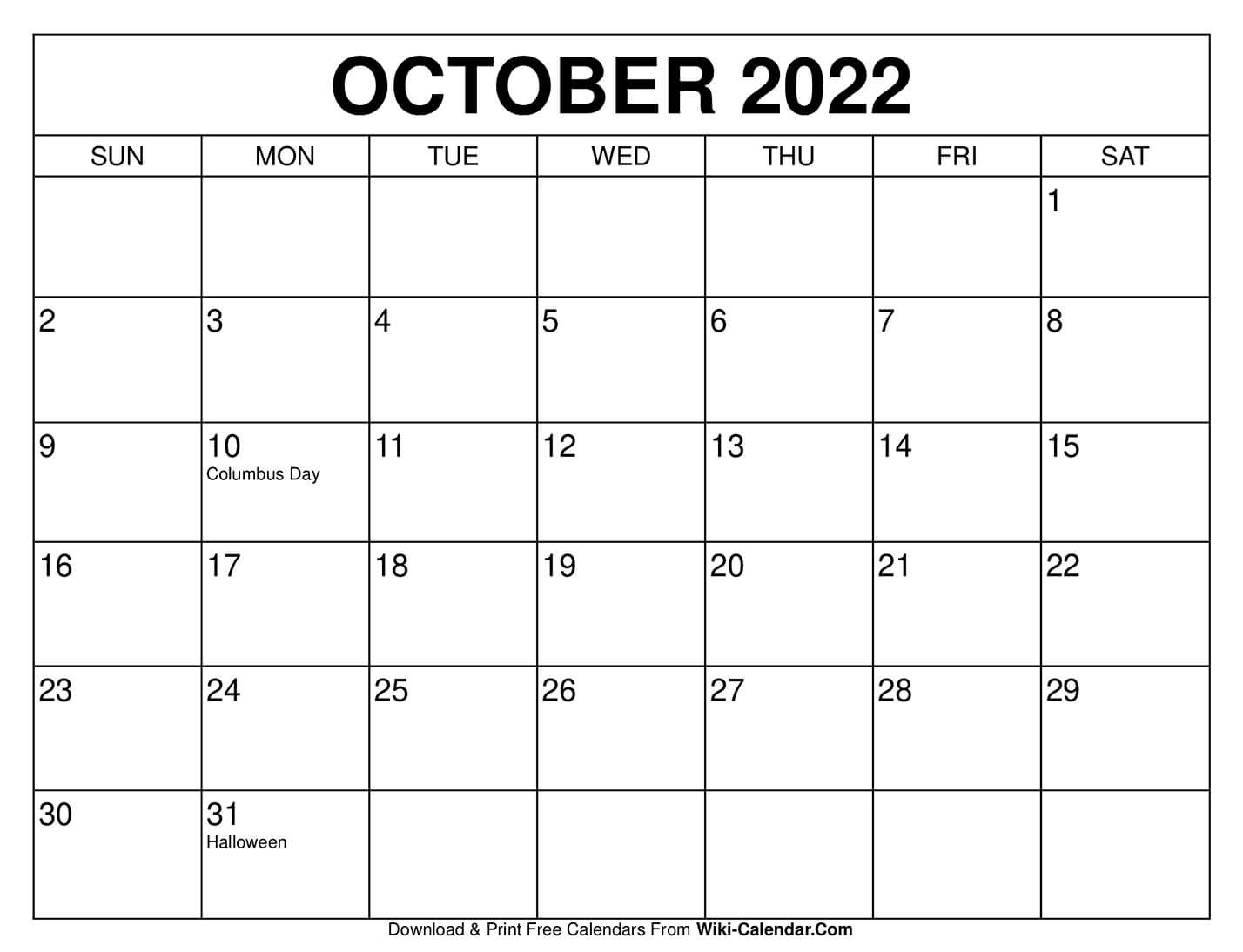 October 2022 Blank Calendar-Guilford County School Calendar 2022