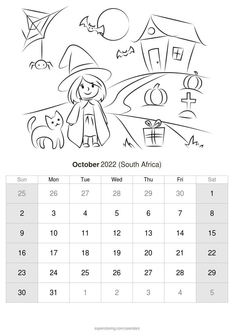 October 2022 Calendar - South Africa-Holiday Calendar 2022 South Africa
