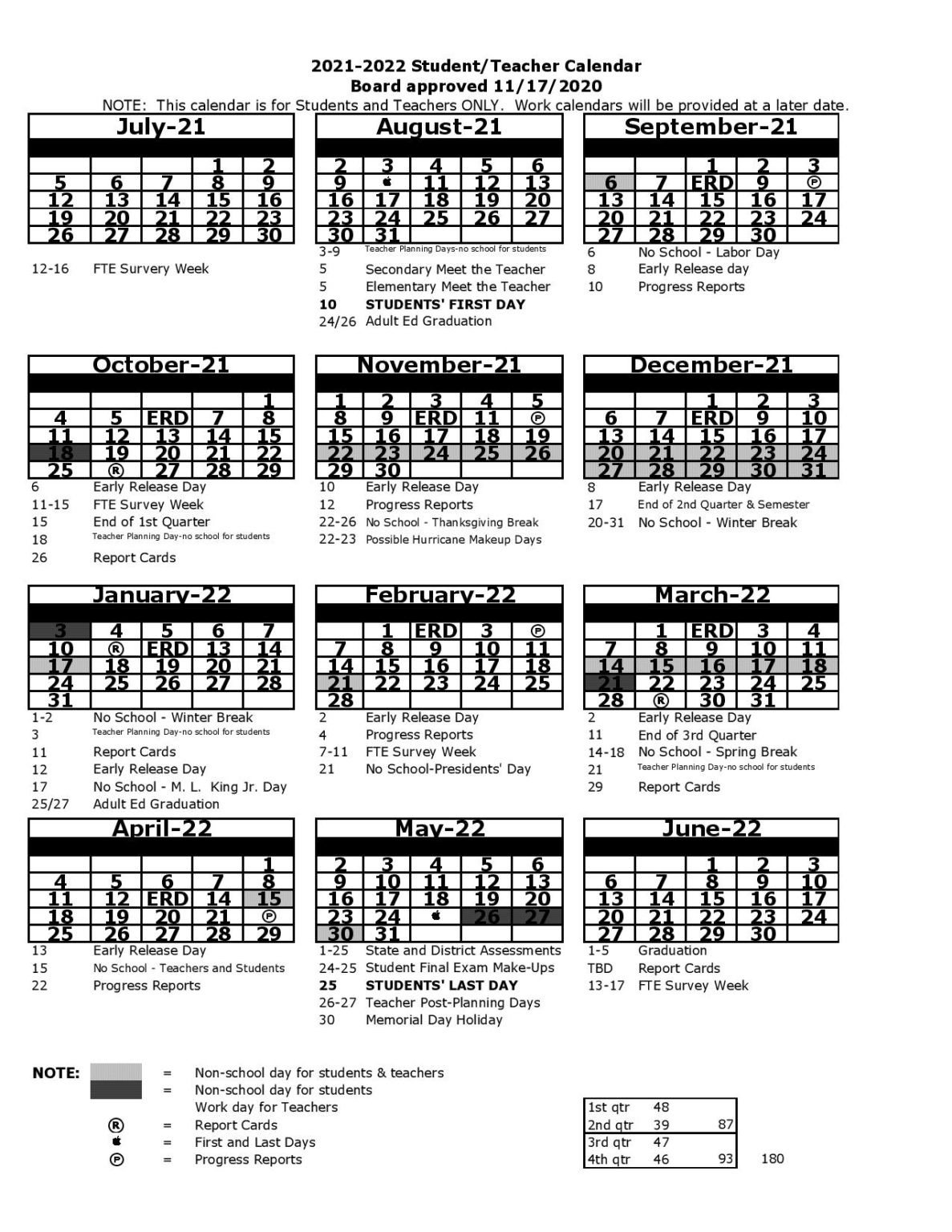 Pasco County School Calendar 2021-2022 In Pdf-2021 Calendar 2022 Printable School Year