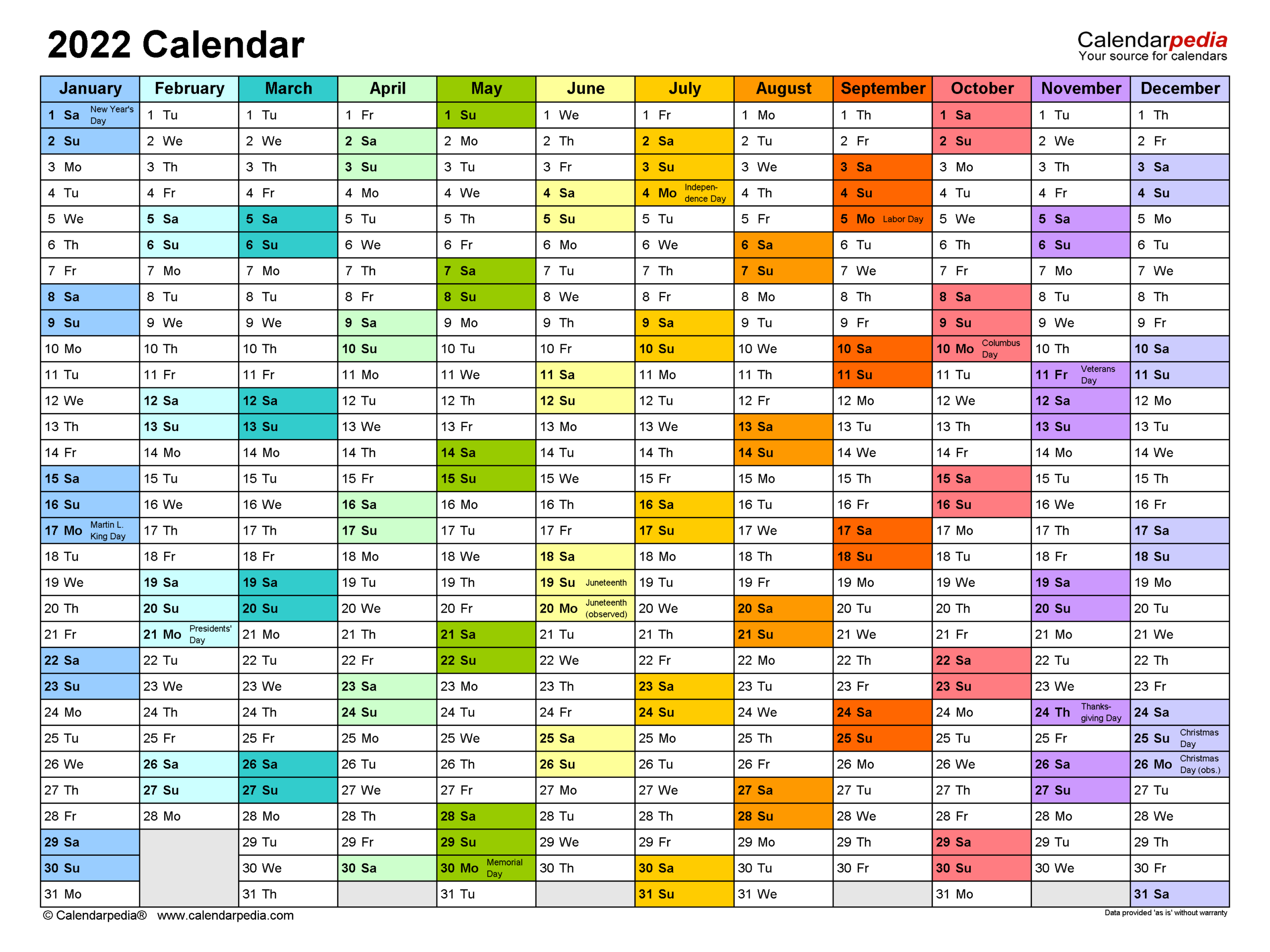 Pdf 2022 Printable Calendar One Page - Yearly Calendar 2022 Printable-2022 Printable Calendar One Page