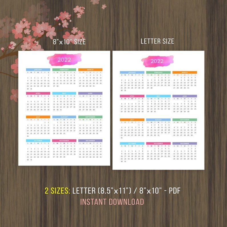 Planner Printable Calendar 2021 2022 Desktop Calendar Wall | Etsy-2021 And 2022 Calendar Planner Printable