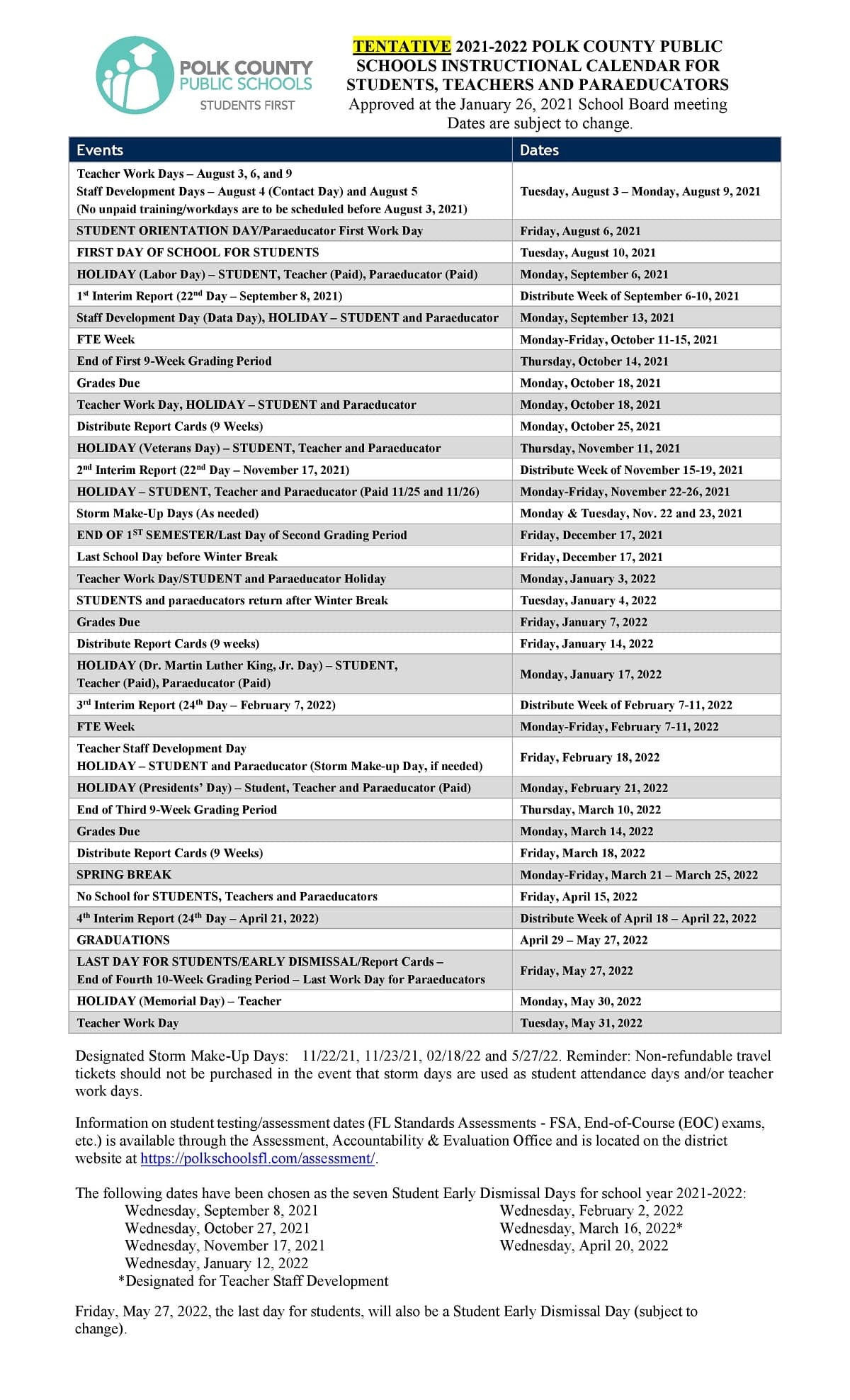 Polk County Schools Calendar 2022-23 - December Calendar 2022-Hillsborough County School Calendar 2022