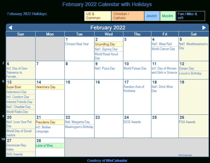 Print Friendly February 2022 Us Calendar For Printing-Jewish Holiday Calendar For 2022