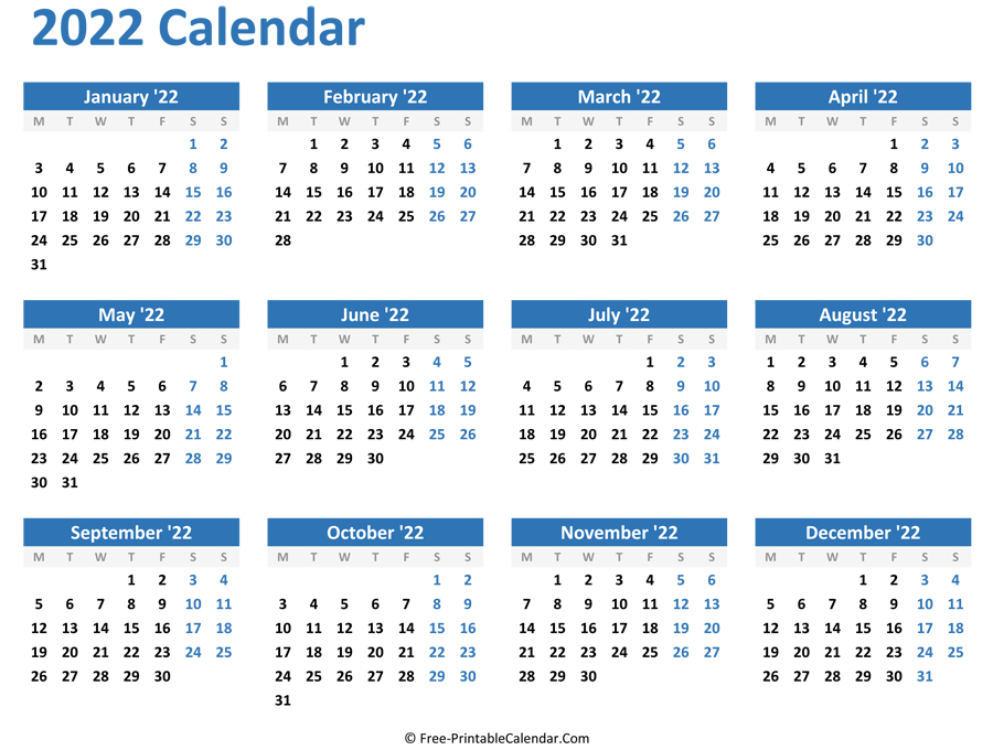 Printable 2021 2022 Monthly Calendar : 2021-2022 Two Year Calendar-2021 Calendar 2022 Printable Pdf