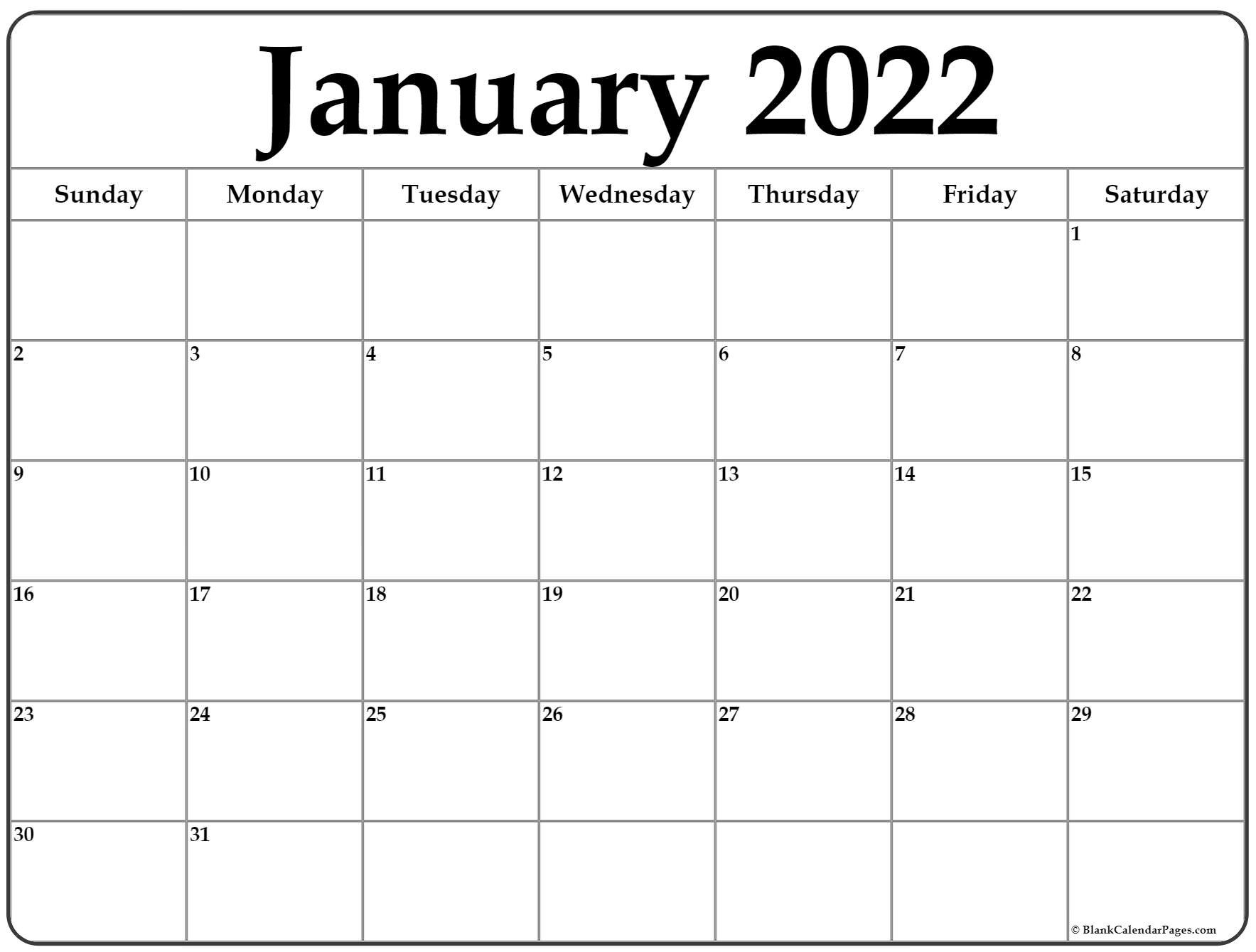 Printable Calendar 2022 / Free January 2022 Printable Calendar Template-2022 Printable Monthly Calendar With Holidays