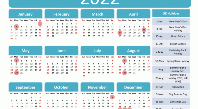 Printable Calendar 2022 Template With Holidays - Page 3 Of 3 - Free-Printable Monthly Calendar 2022 Uk