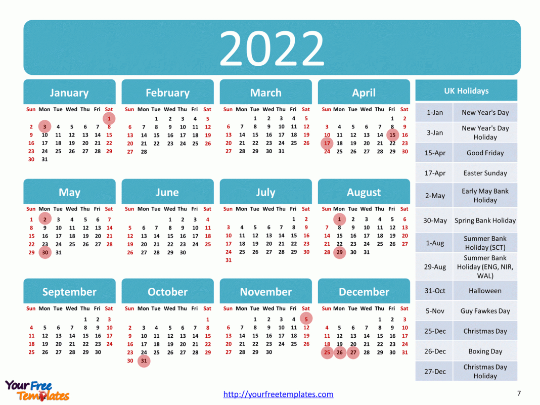 Printable Calendar 2022 Template With Holidays - Page 3 Of 3 - Free-Printable Monthly Calendar 2022 Uk