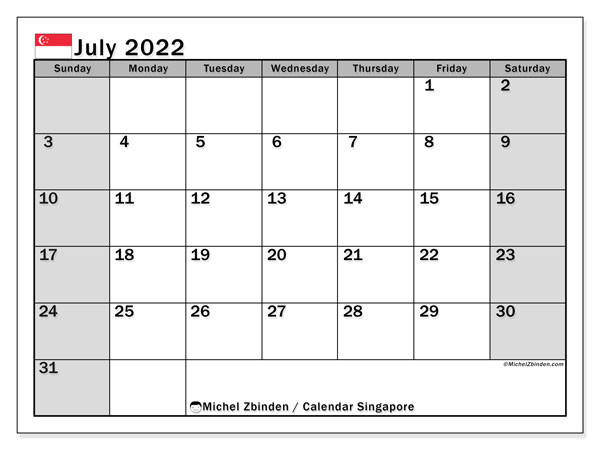 Printable July 2022 &quot;Singapore (Ss)&quot; Calendar - Michel Zbinden En-Singapore Calendar 2022 With Public Holidays