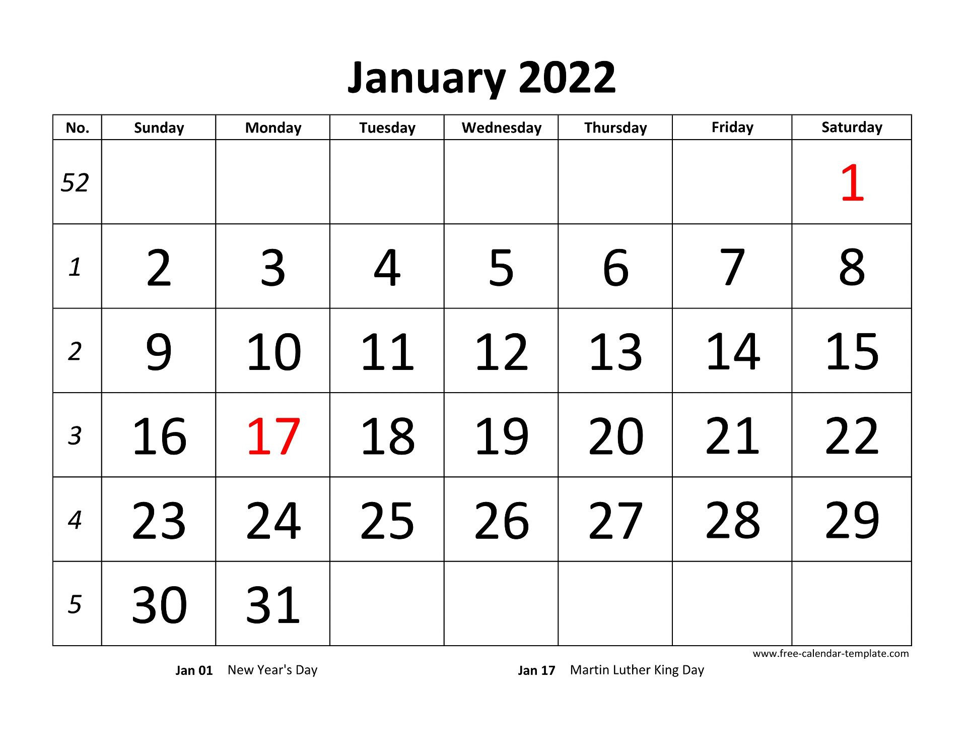 Printable Monthly Calendar 2022 | Free-Calendar-Template-Downloadable Free Printable 2022 Calendar With Holidays