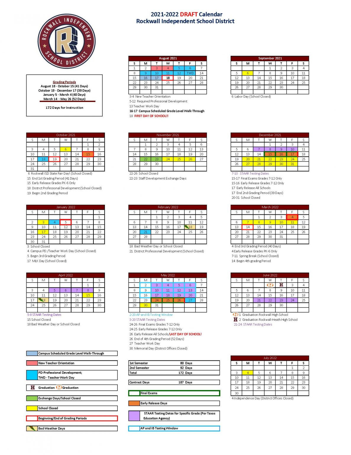 Rockwall Isd Seeks Public Input On 2021-2022 School Calendar - Blue-School Holidays Calendar For 2022