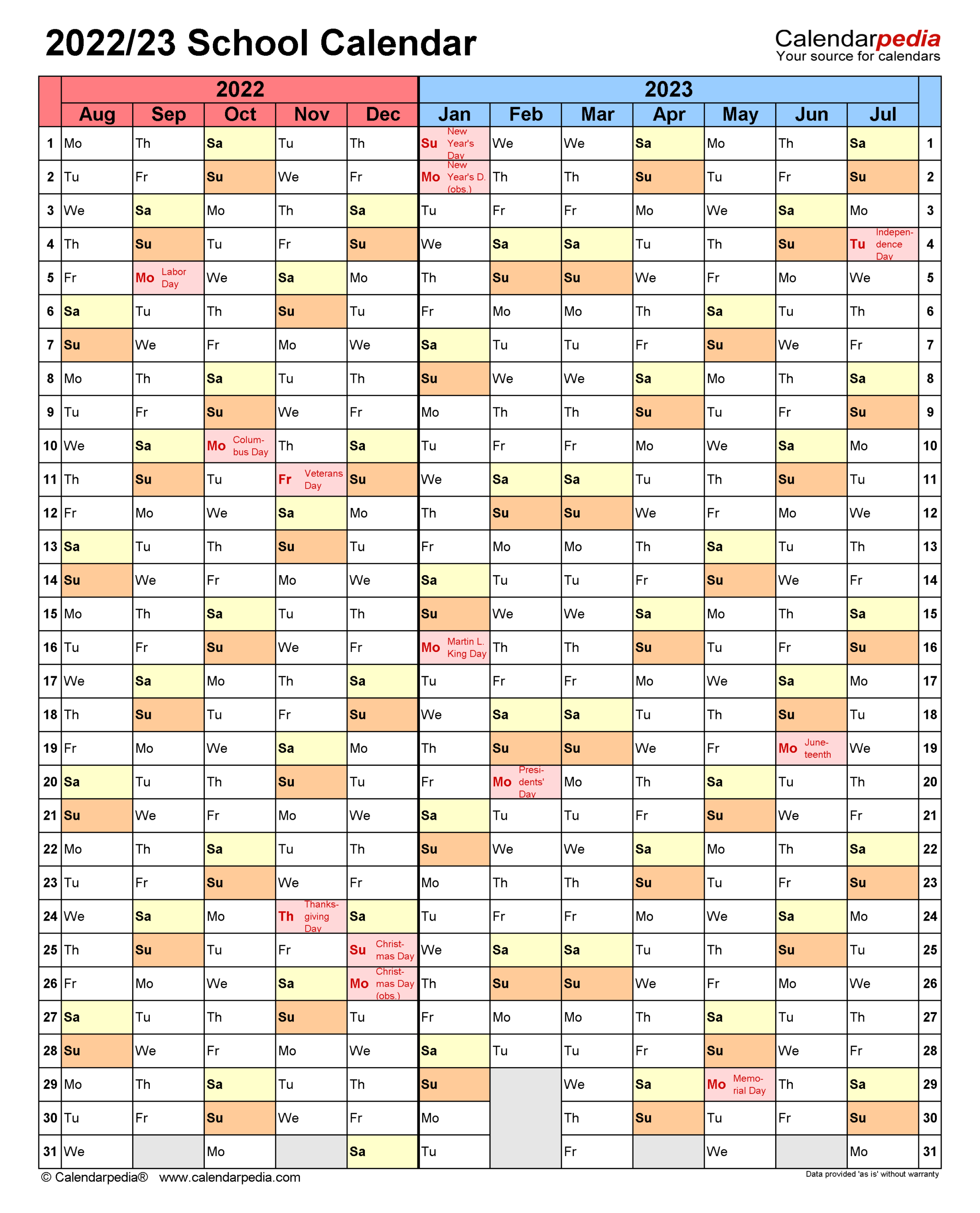 School Calendars 2022/2023 - Free Printable Excel Templates-2022 And 2023 Calendar Printable