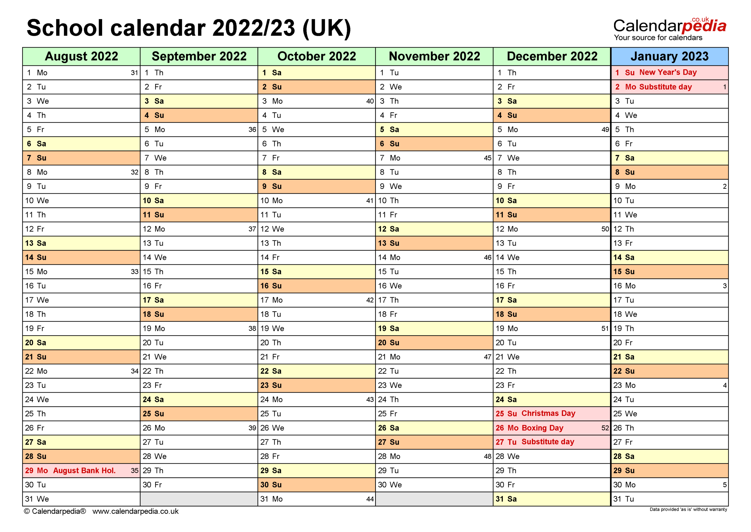 School Calendars 2022/23 Uk - Free Printable Word Templates-2022 And 2023 Calendar Printable