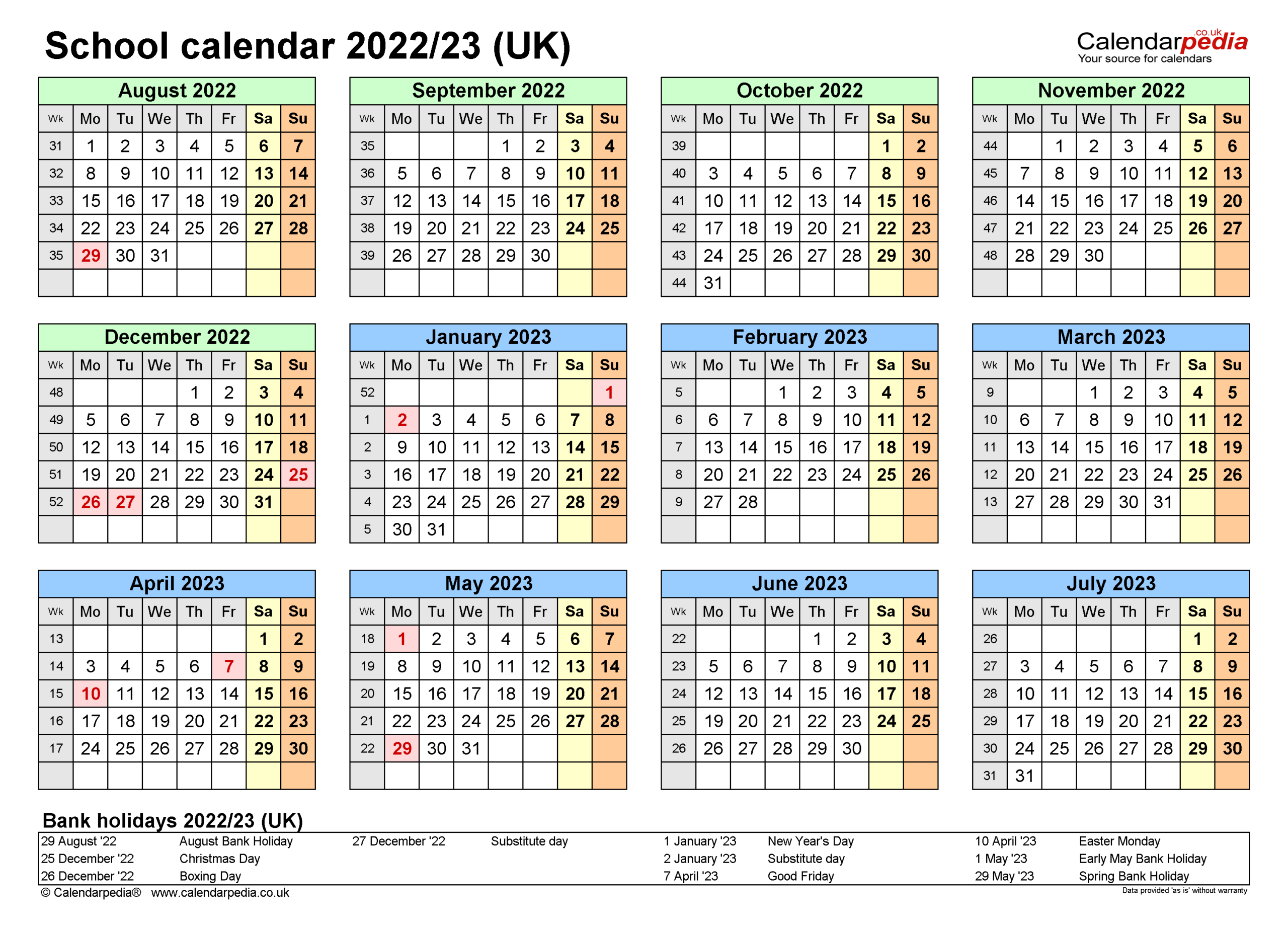 School Calendars 2022/23 Uk - Free Printable Word Templates-2022 And 2023 Calendar Printable