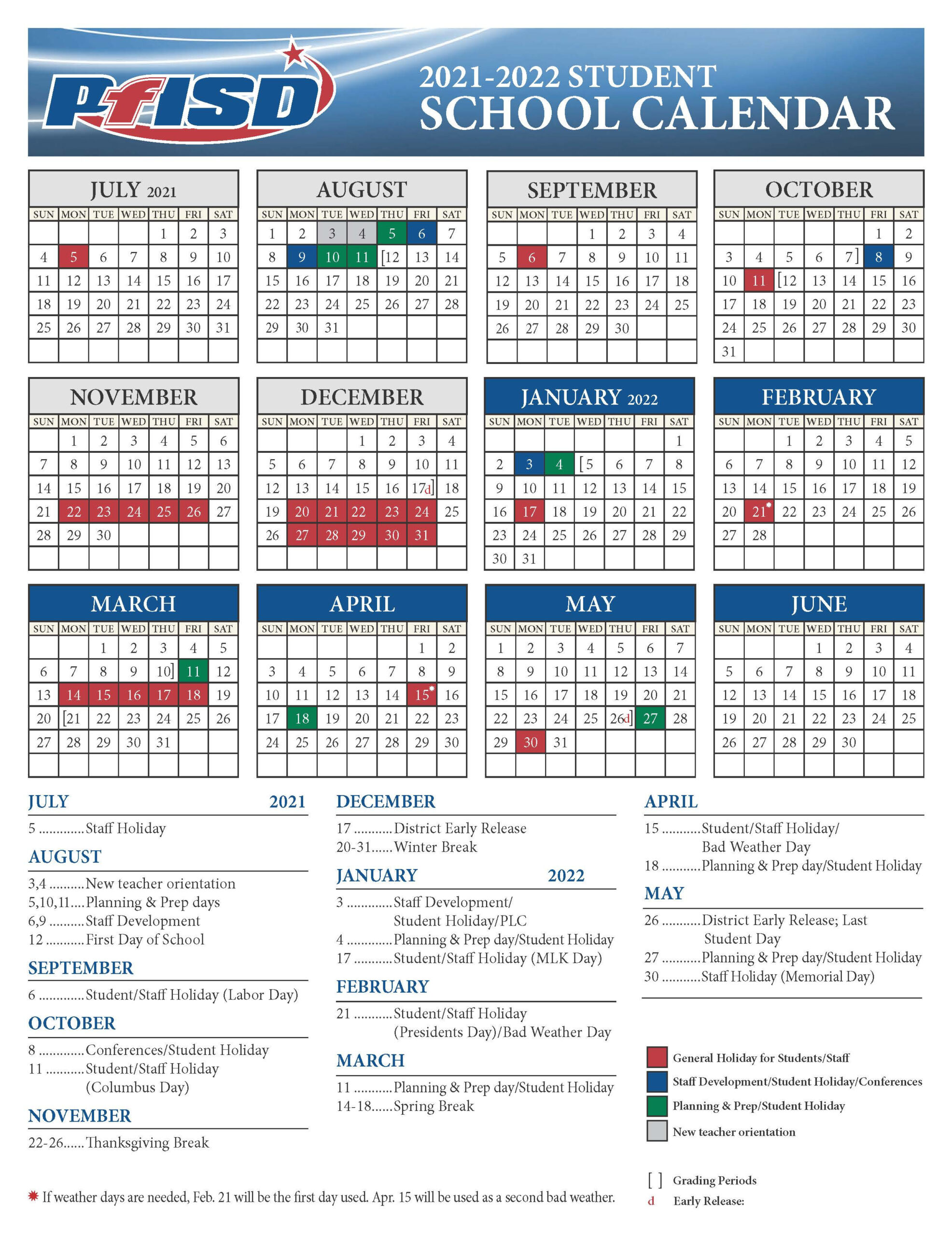 School Year Calendar / 2021-2022 District Calendar-2021 And 2022 School Calendar Pdf