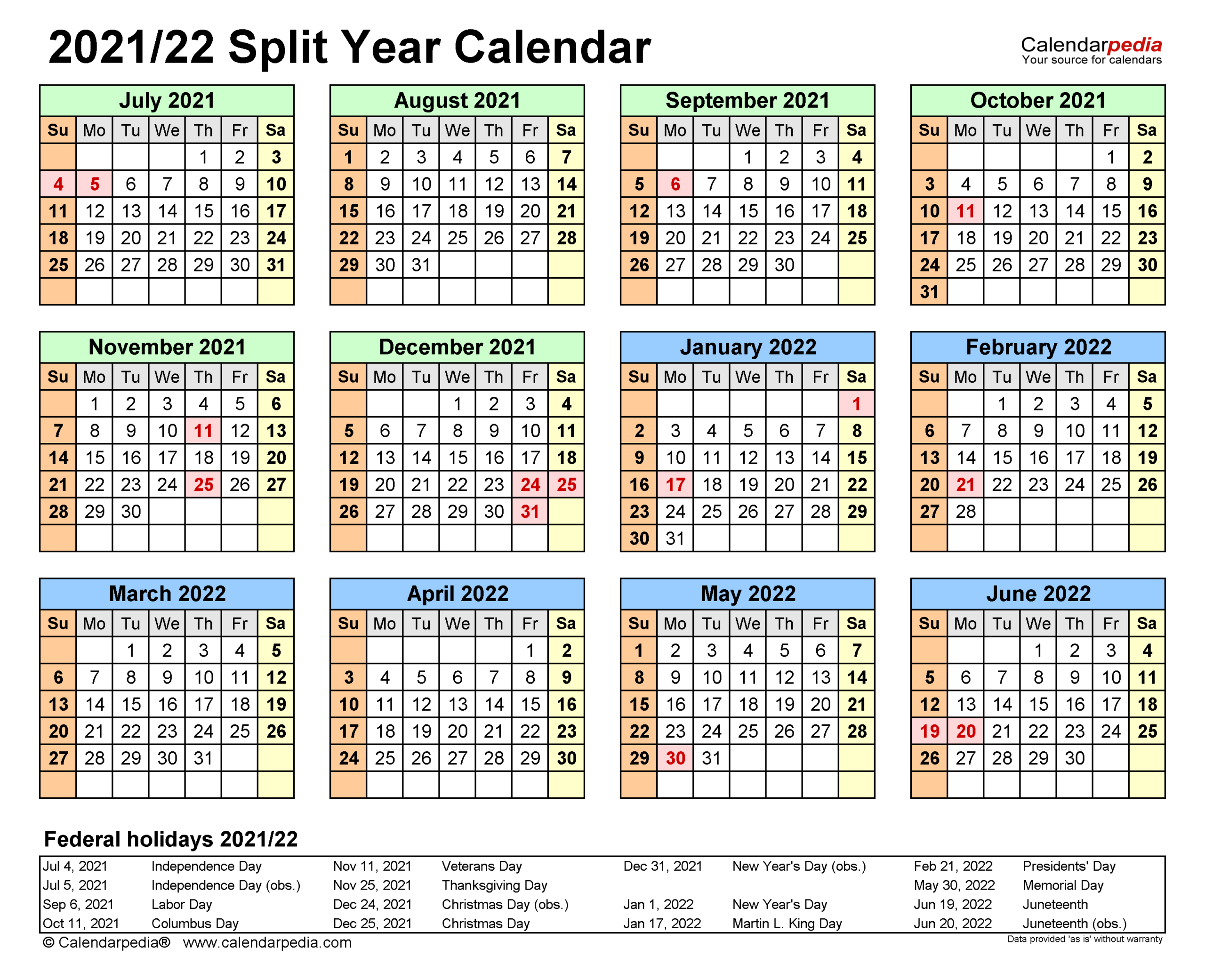 Split Year Calendars 2021/2022 (July To June) - Pdf Templates-2022 Calendar Australia School Holidays