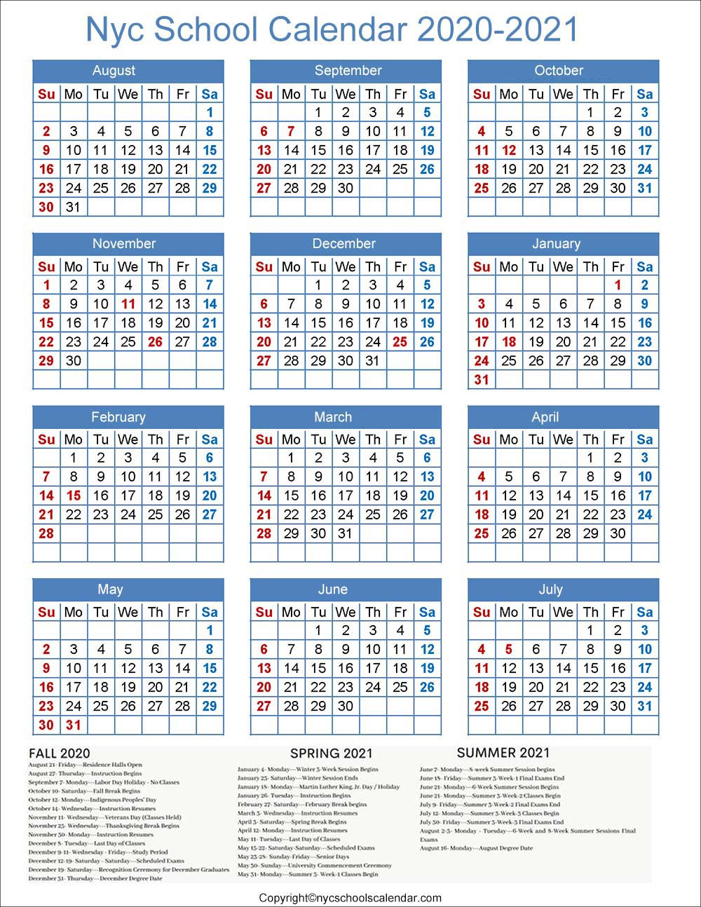 Springfield Public Schools Calendar 2021 2022-Nyc School Calendar 2021 To 2022 Printable