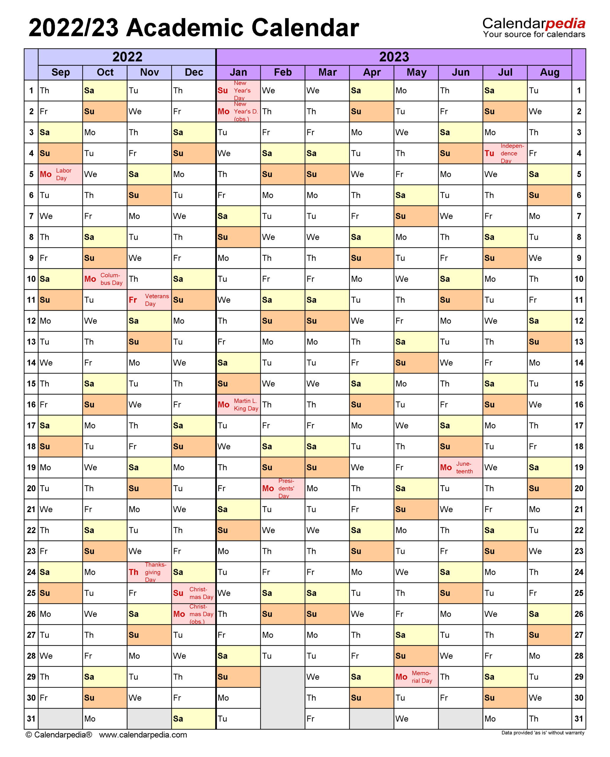 Su Academic Calendar 2022-23 | August 2022 Calendar-Year To View Calendar 2022 Printable