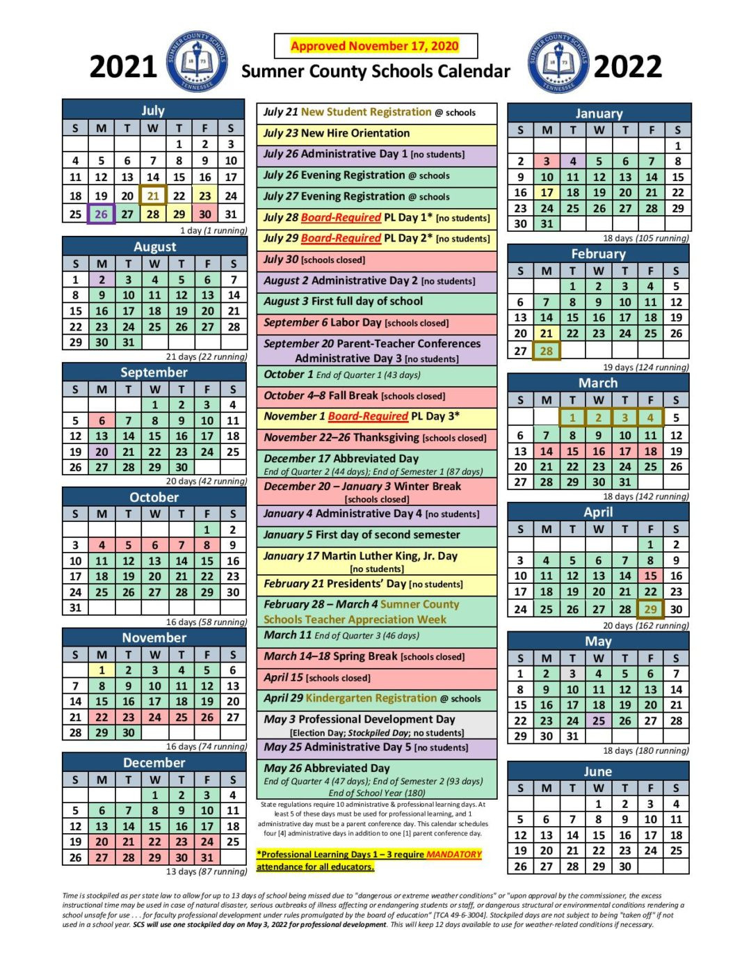 Sumner County School Calendar Holidays 2021-2022-2022 Calendar With Holidays Printable Usa
