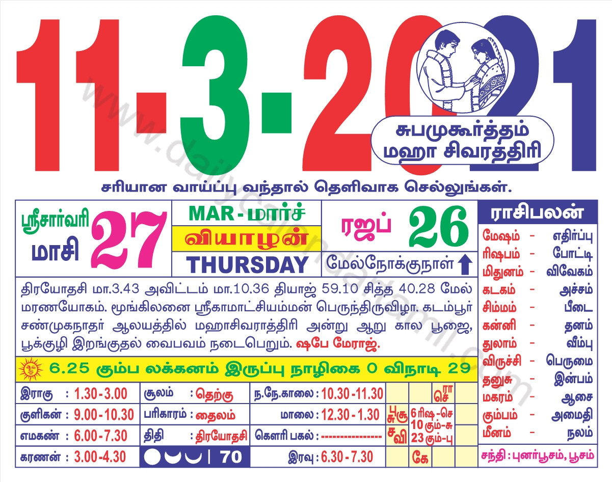 Tamil Calendar March 2021 | தமிழ் மாத காலண்டர் 2021-Tamil Calendar 2022 Muhurtham Dates