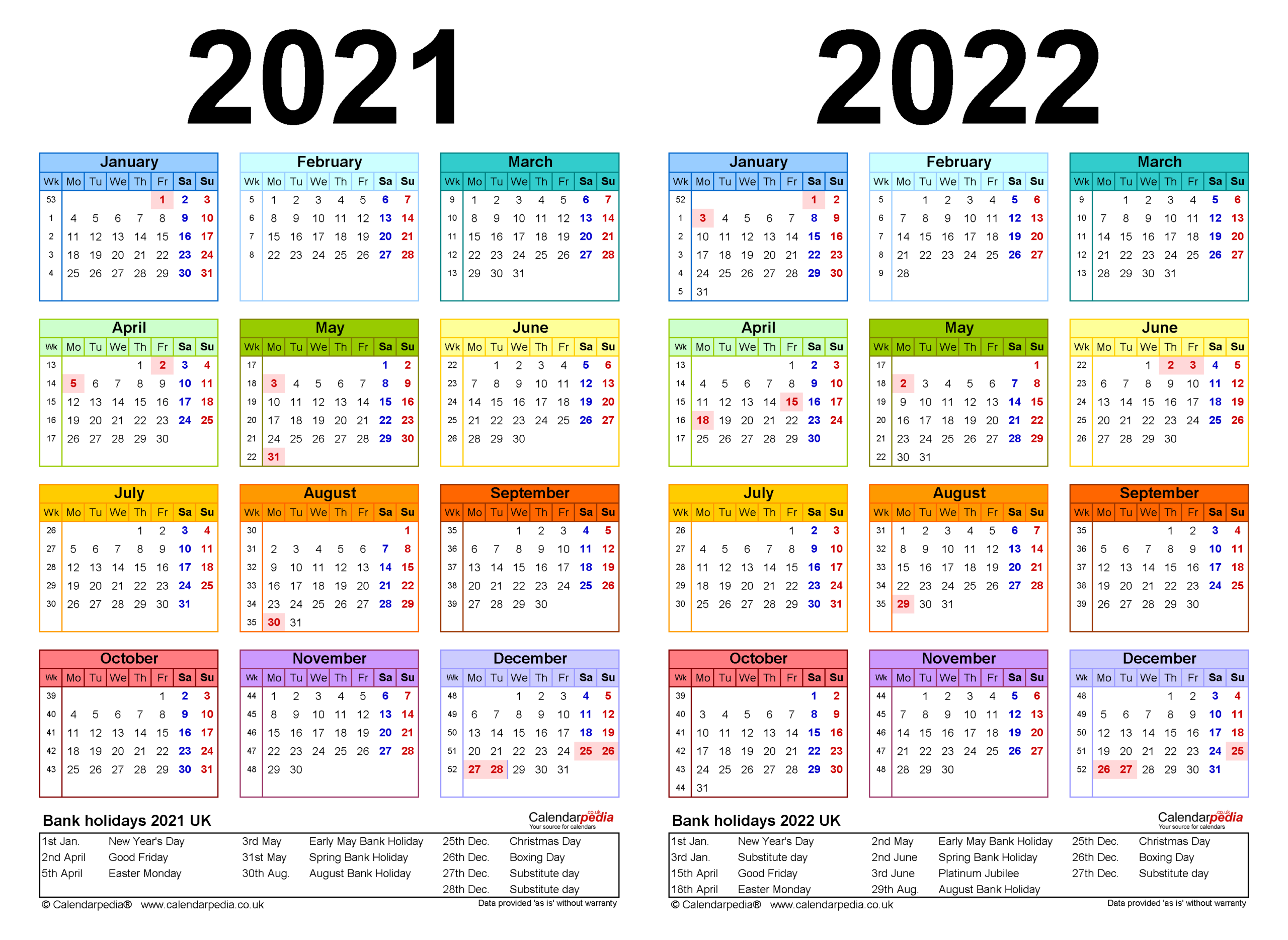 Two Year Calendars For 2021 &amp; 2022 (Uk) For Word-Calendar 2022 August Bank Holiday