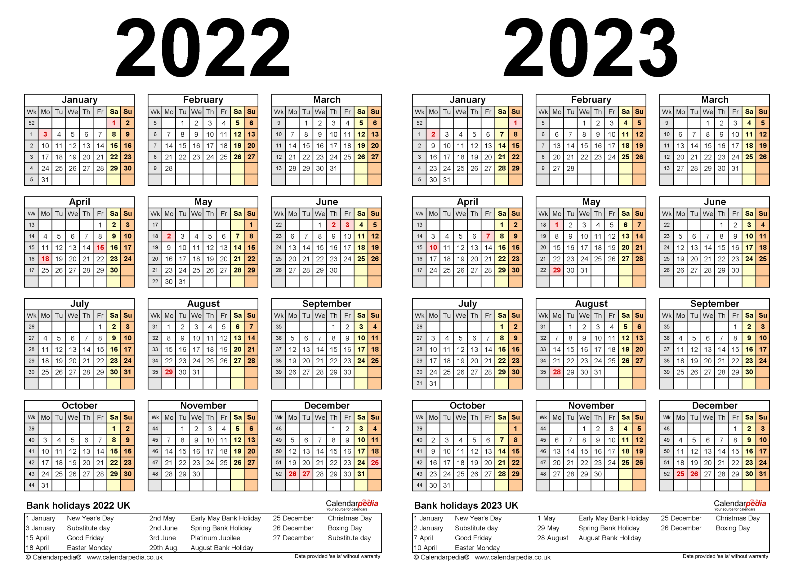Two Year Calendars For 2022 &amp; 2023 (Uk) For Pdf-Calendar 2022 August Bank Holiday