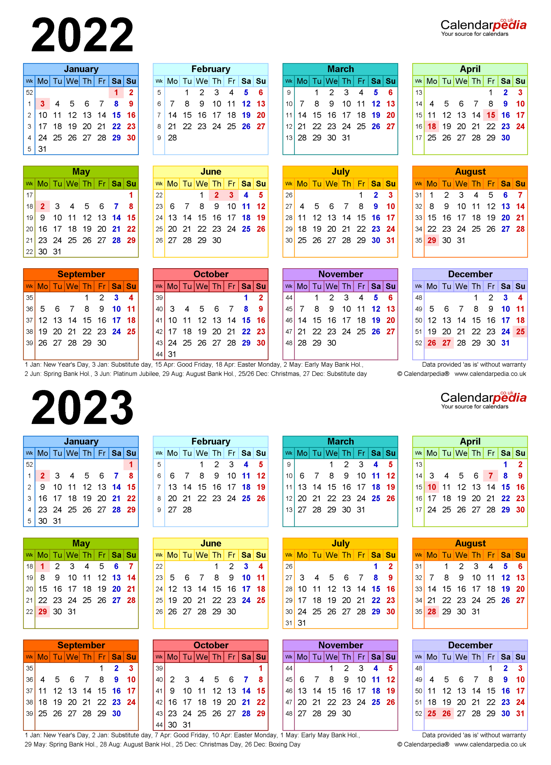 Two Year Calendars For 2022 &amp; 2023 (Uk) For Word-Calendar 2022 Uk With Bank Holidays
