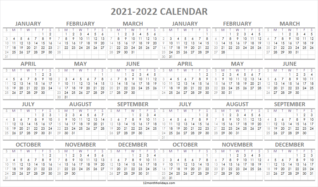 Yearly Calendar 2021 And 2022 Template - Printable Calendar Templates-Printable Calendar 2021 To 2022