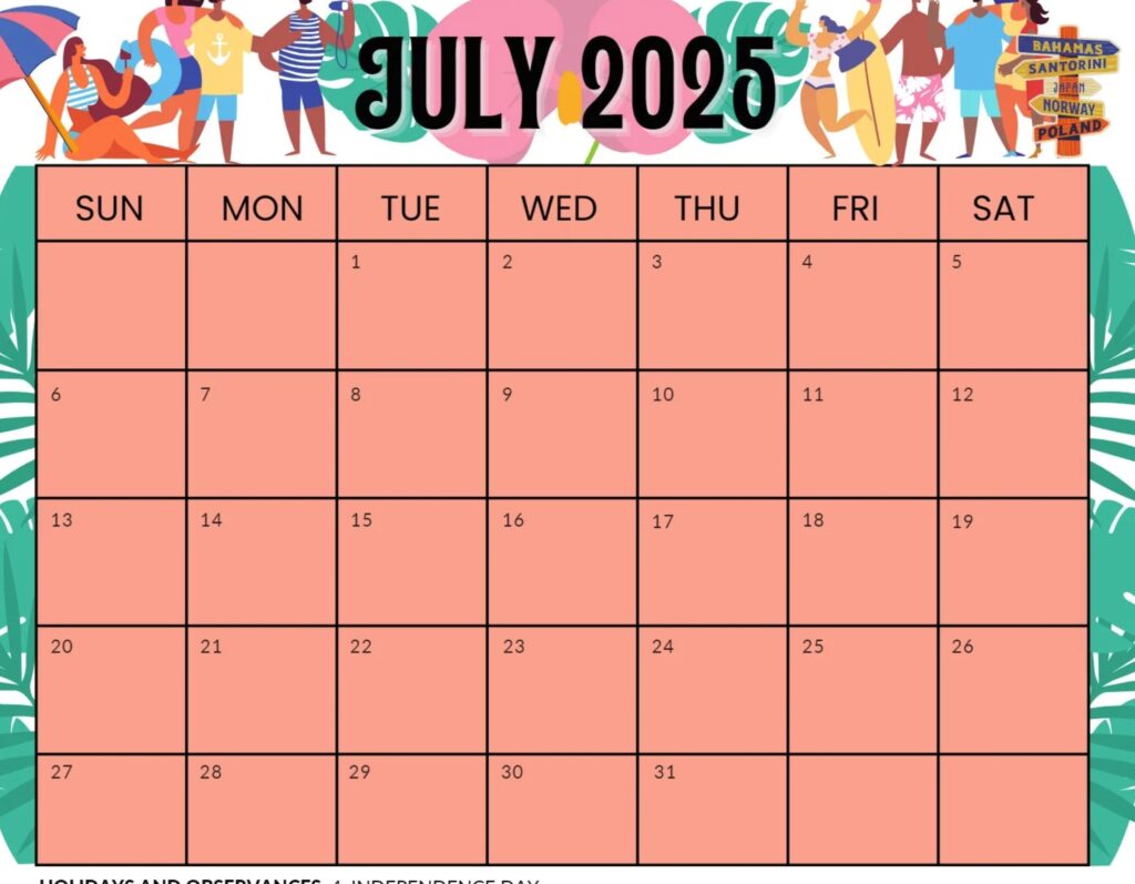 free printable july 2025 calendar