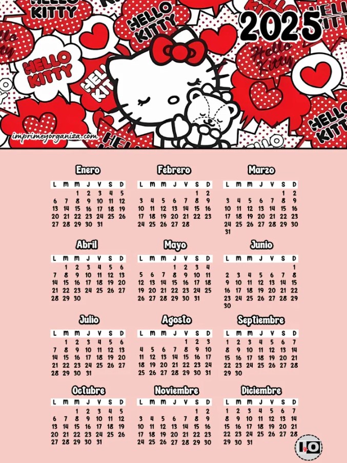 hello kitty calendar printable 2025