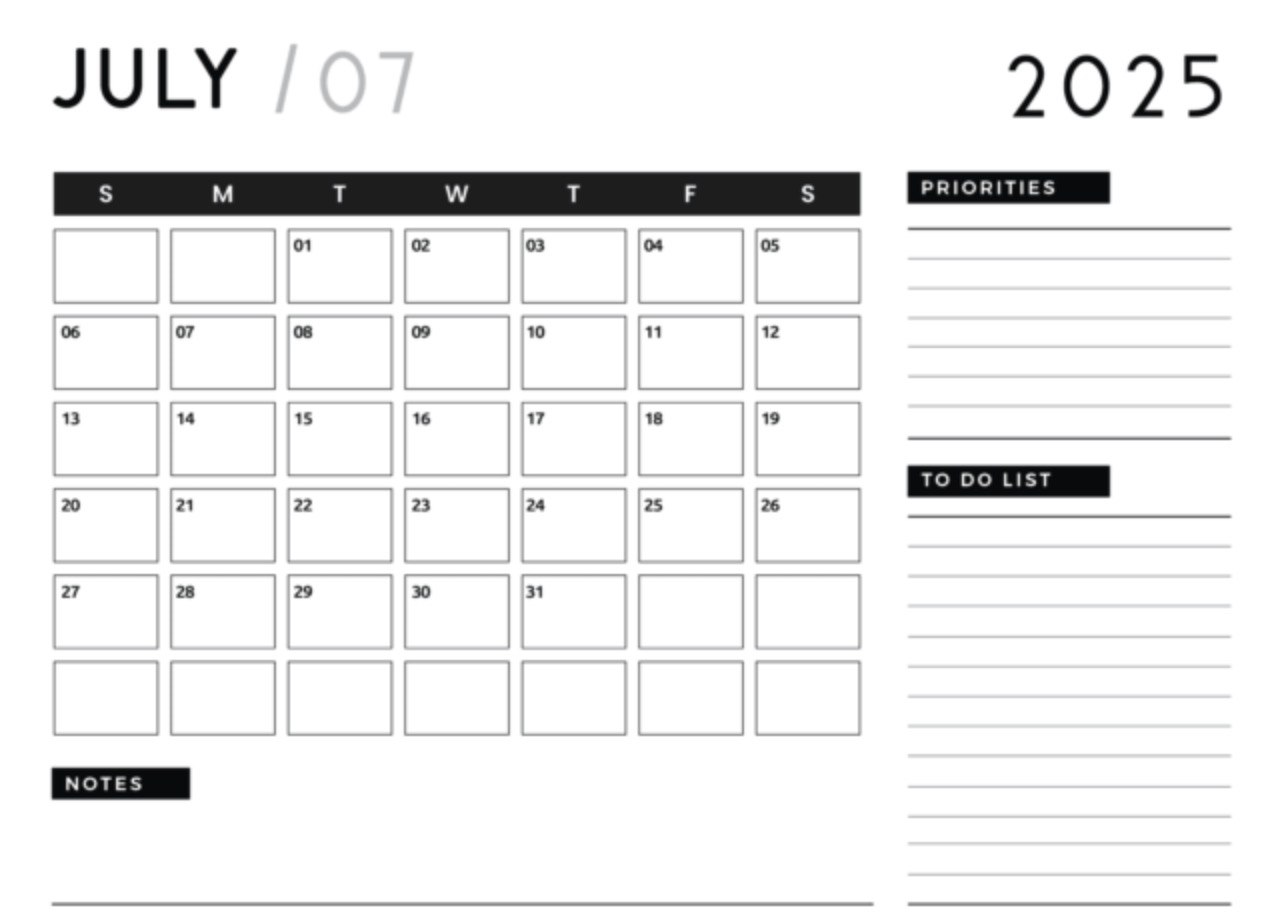 july 2025 calendar with holidays