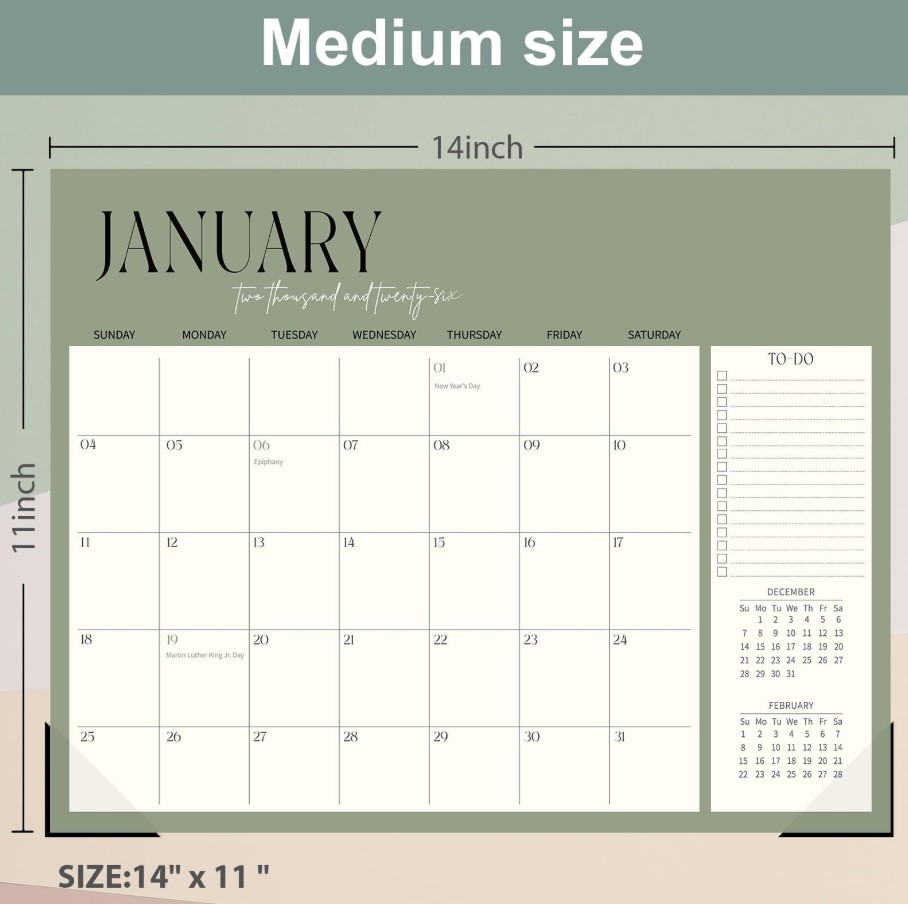 sage green calendar