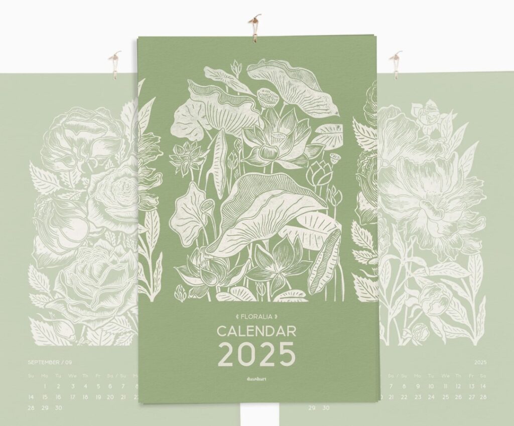 sage green desk calendar 2025 printable