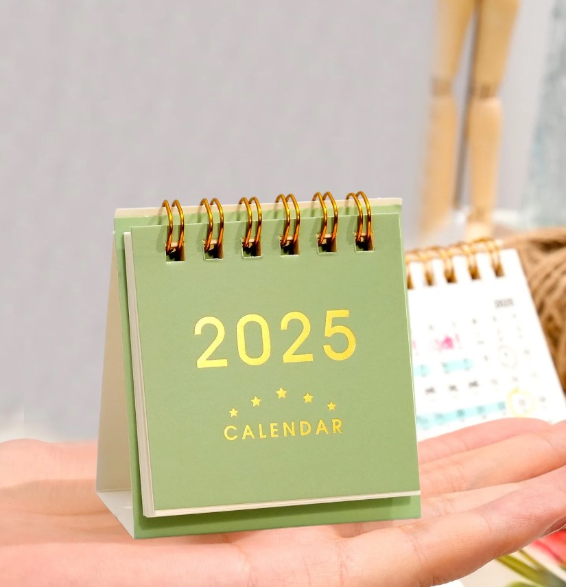sage green desk calendar 2025