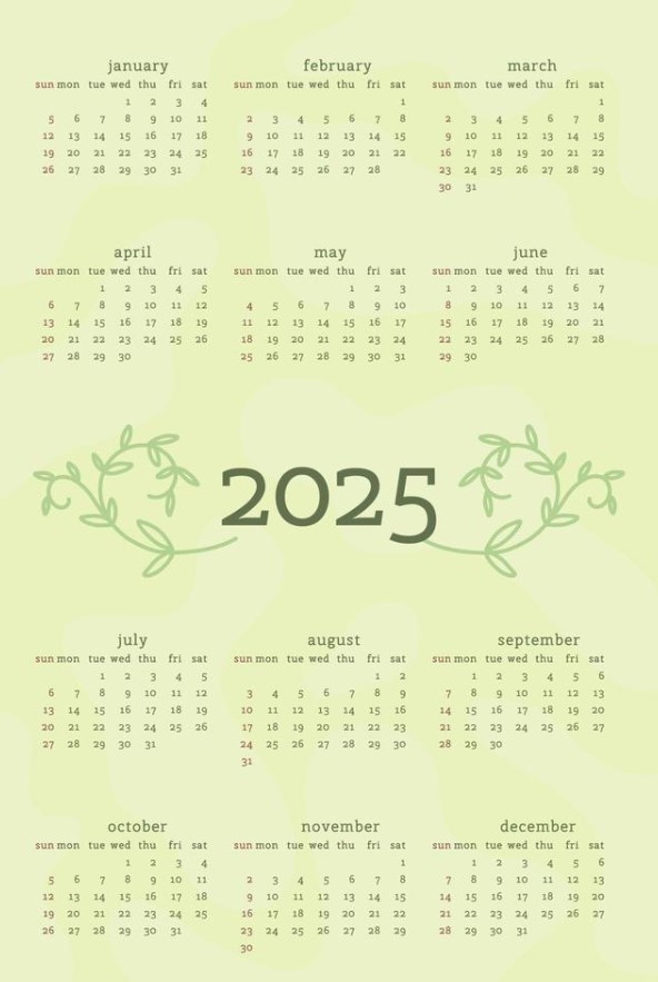 sage green desk calendar