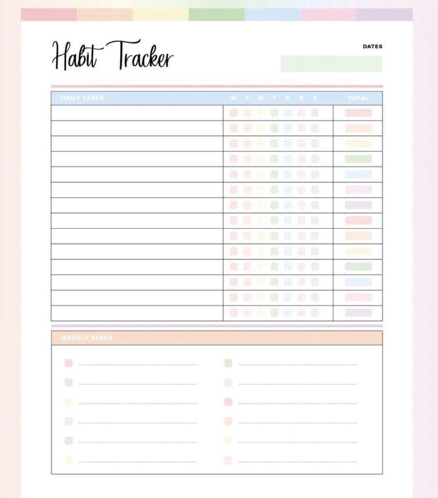 Life tracker free printables Formats A5 A4 US Letter