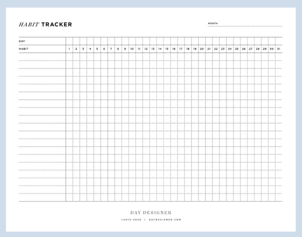 Life tracker free printables Undated and reusable templates